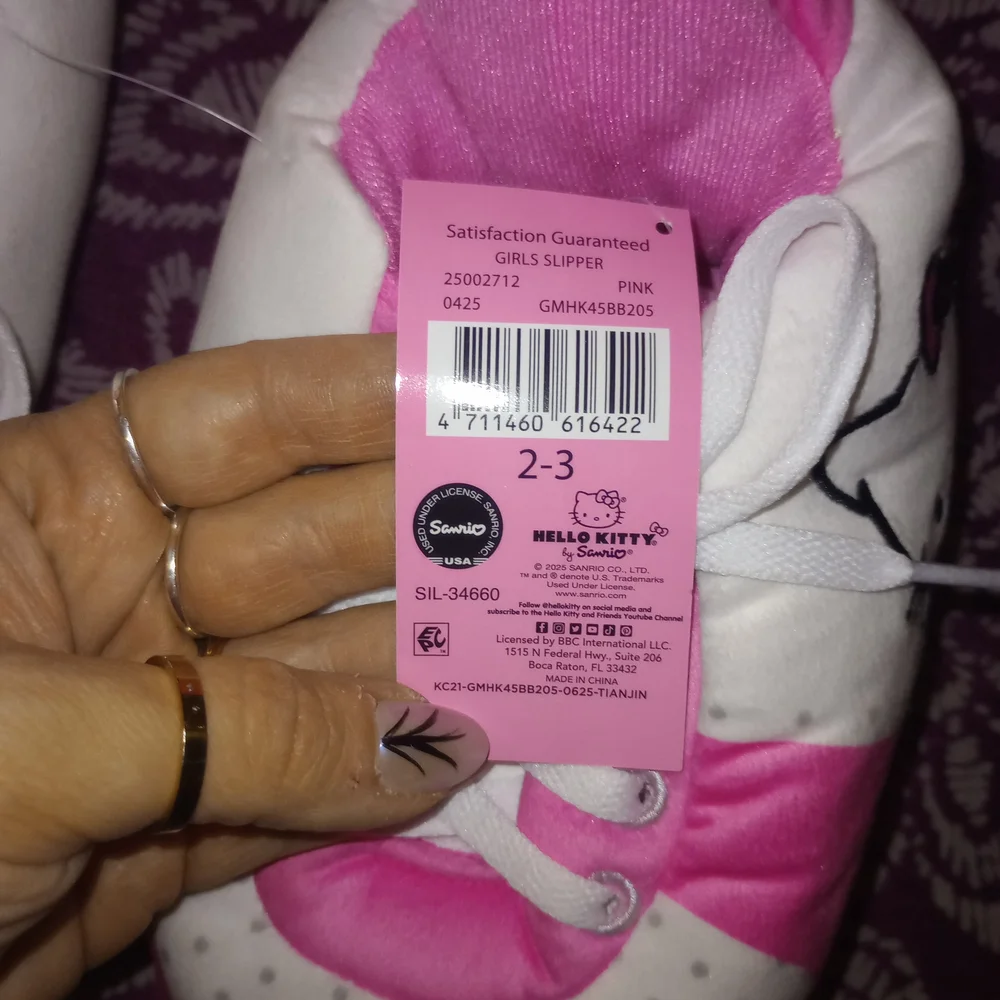 Hello Kitty Pink and White Girls Slippers